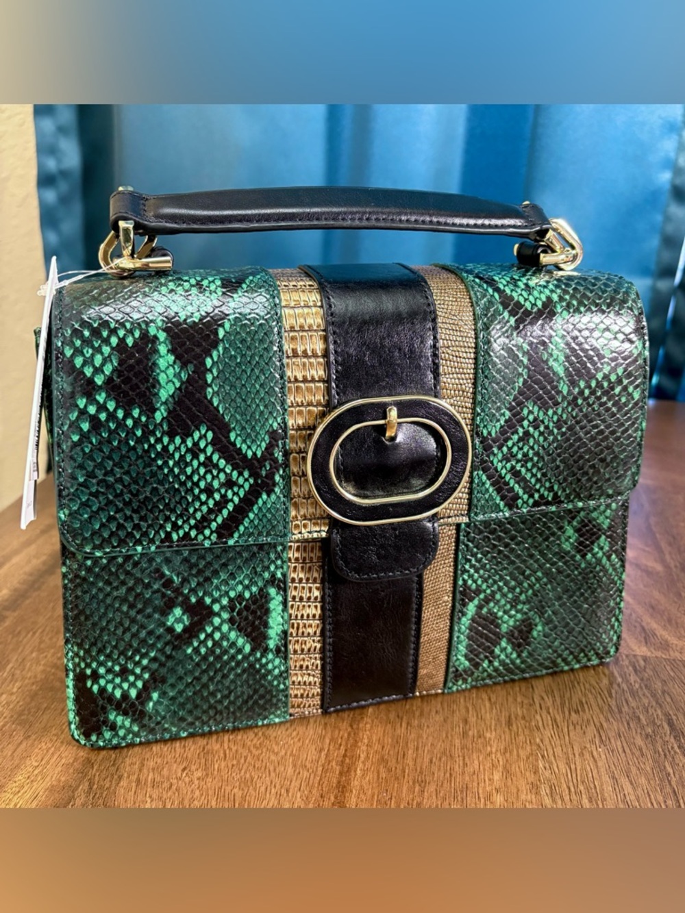 Brahmin NWT Sm. Hallie-Multi Venezia-Satchel/Crossbody-Snake Print Leather